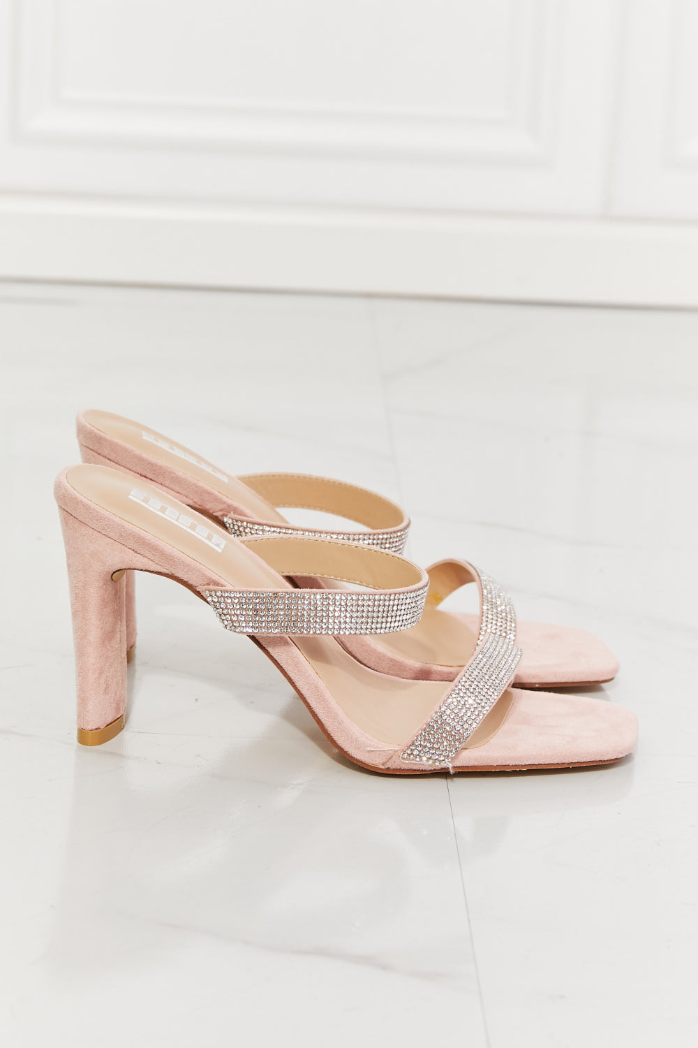 MMShoes Leave A Little Sparkle Rhinestone Block Heel Sandal in Pink